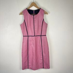 J. Crew Paneled Sheath Dress Foulard Print Light Pink Navy Sleeveless Women's 8